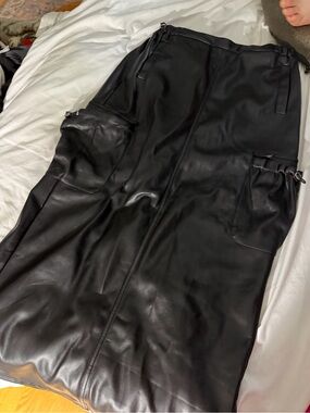 Emory Park Black Faux Leather Waistband Skirt